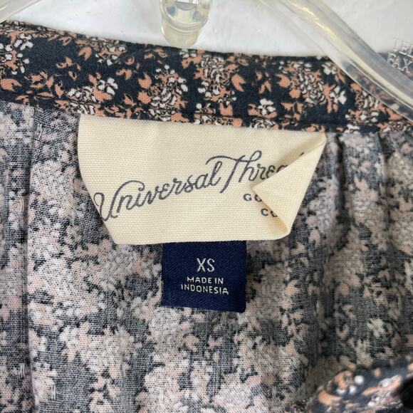 Universal Thread Black Brown Bohemian Quarter Button Down Blouse Women's XS - Picture 7 of 11